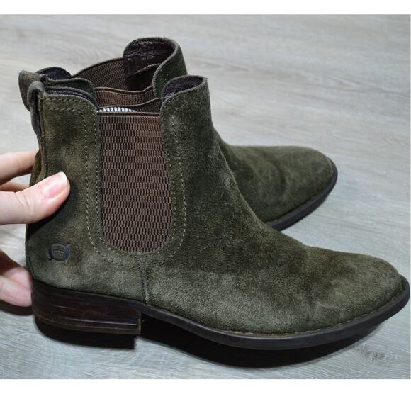 Born Casco Chelsea Olive Green Suede Pull on Boot Size 6 - Picture 6 of 11